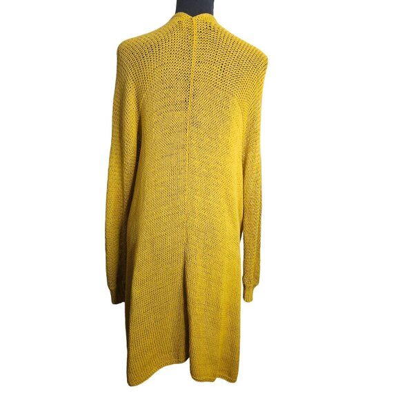 Wooden Ships Paola Buendia Mustard Yellow Open Knit Light Cardigan Sweater M/L - Picture 6 of 12